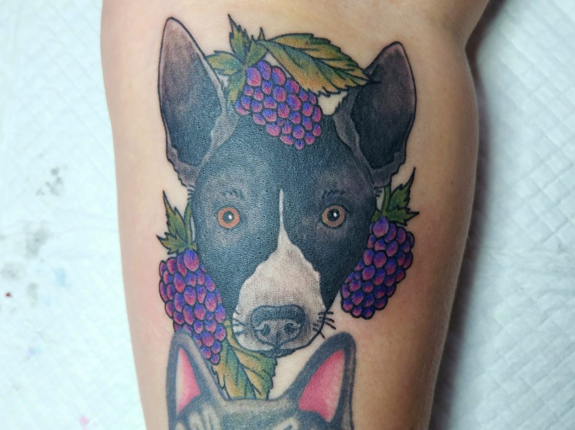 Tattoo - Dog and grapes - Dan - Kingaroy