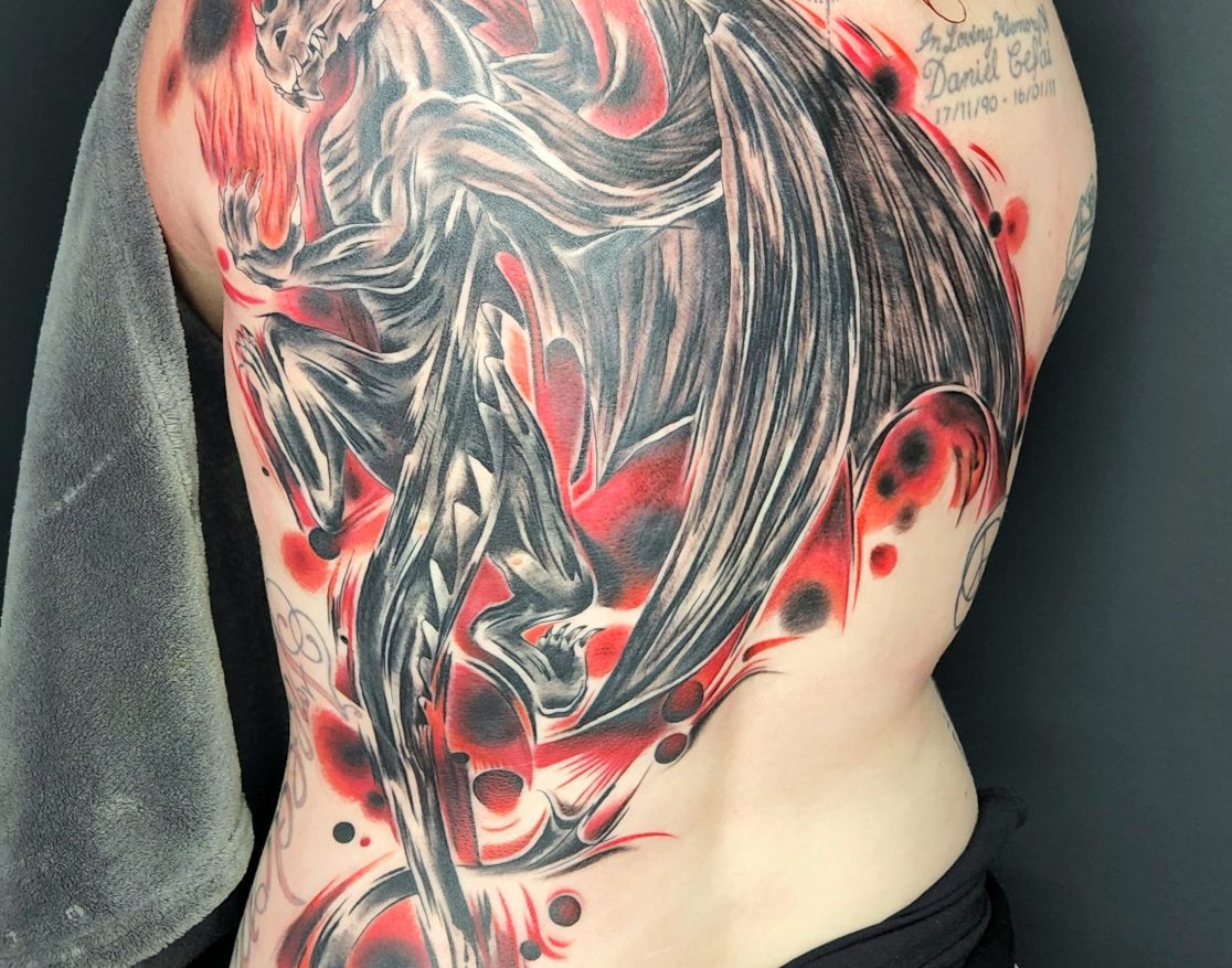 Tattoo - Shoulder blade to back dragon - Dan - Kingaroy