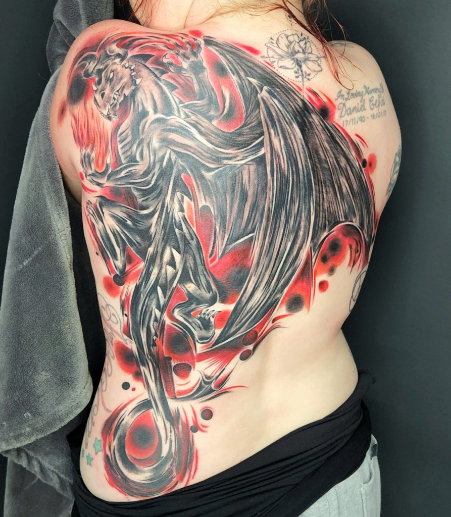 Tattoo – Shoulder blade to back dragon – Dan – Kingaroy