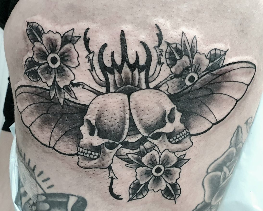 Tattoo - Skulls Flowers and Wings - Dan - Kingaroy
