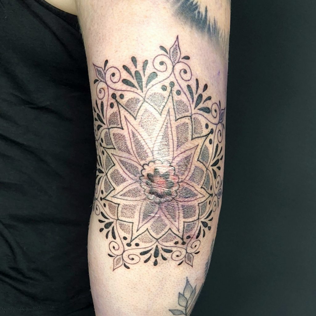 Tattoo – elbow pit flower – Dan – Kingaroy