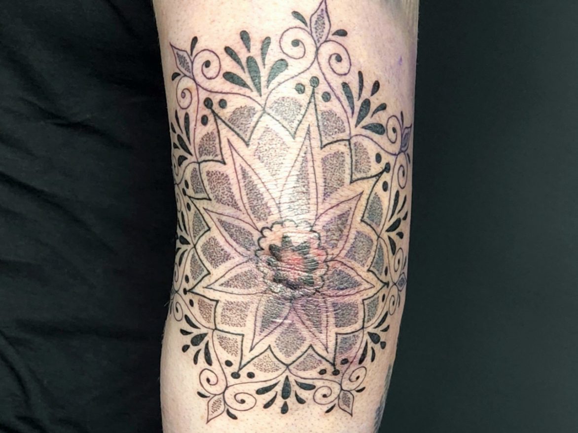 Tattoo - elbow pit flower - Dan - Kingaroy