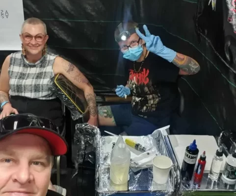 Wild Honey Tattoo Studio - Tattoo convention booth selfie