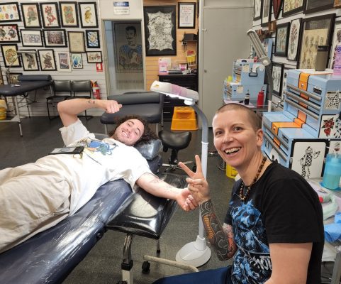 Wild Honey Tattoo Studio - Dan with client