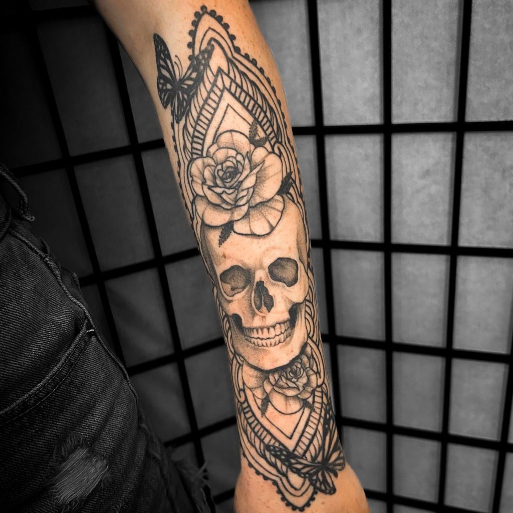 Skull and rose tattoo Kingaroy