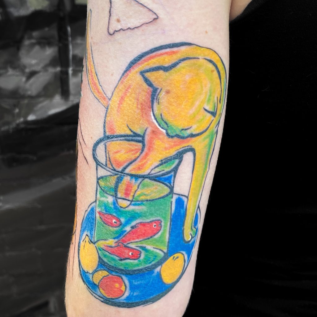 Pop Art style cat tattoo Kingaroy – By Danica