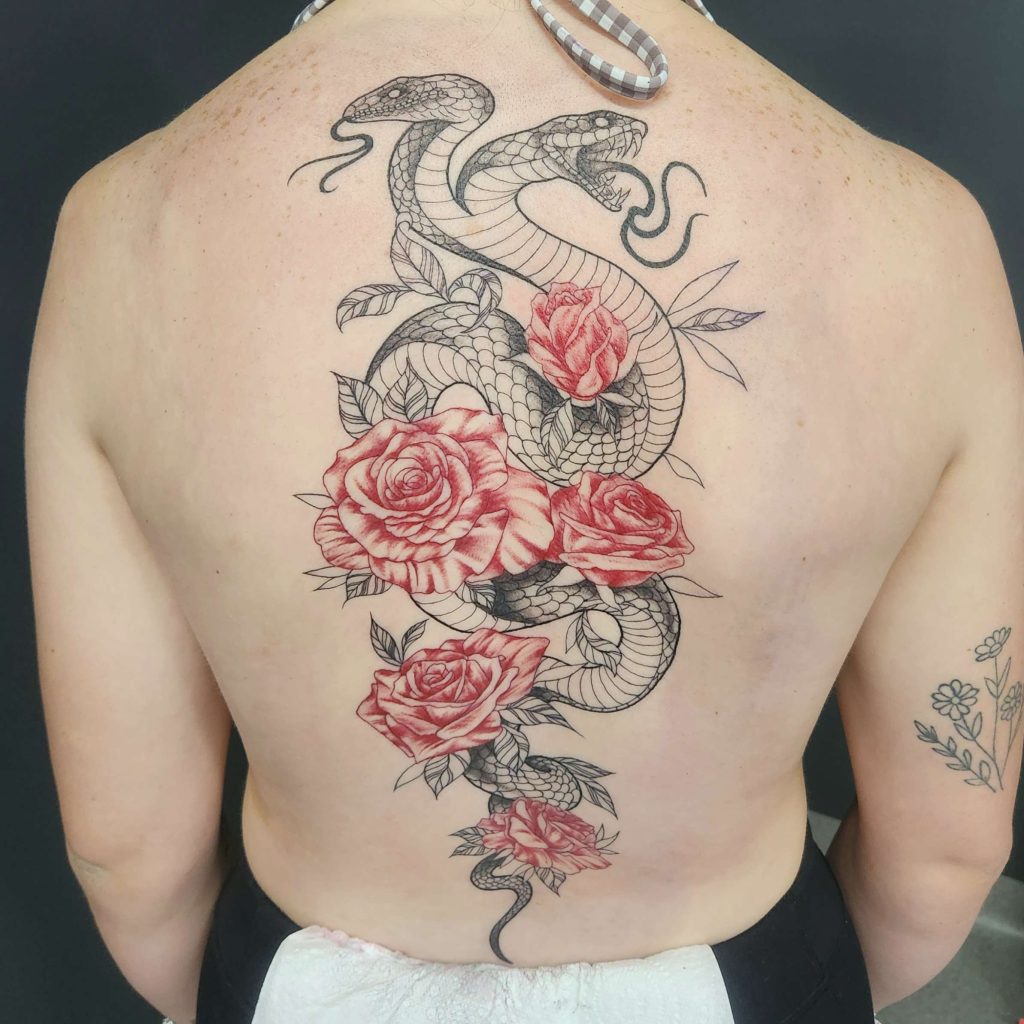 Snake & Rose tattoo