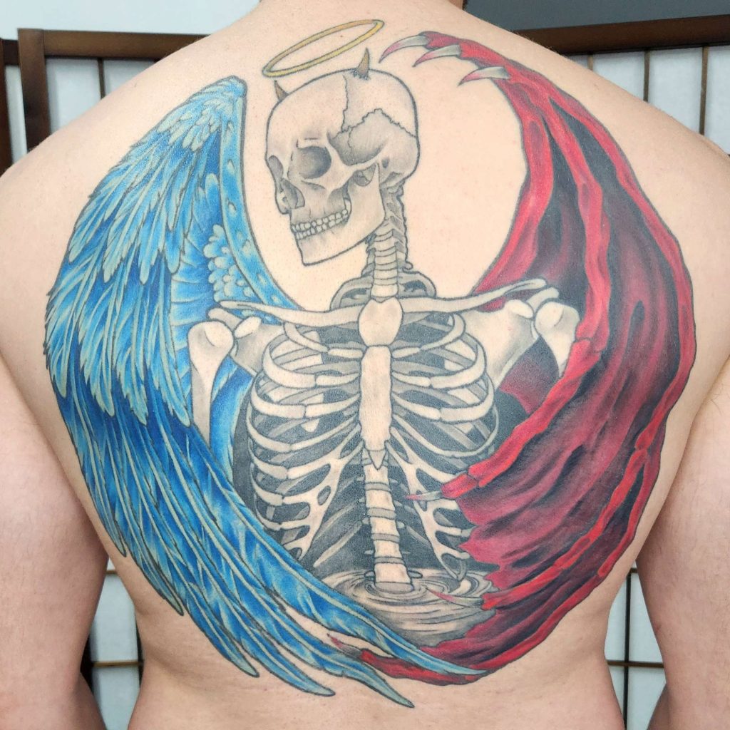 Devil & Angel Skeleton Tattoo