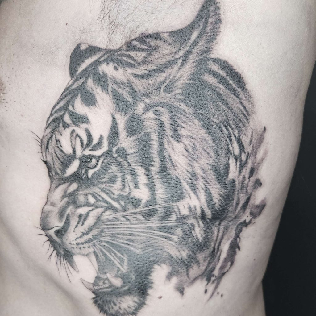 Black & White Tiger Tattoo