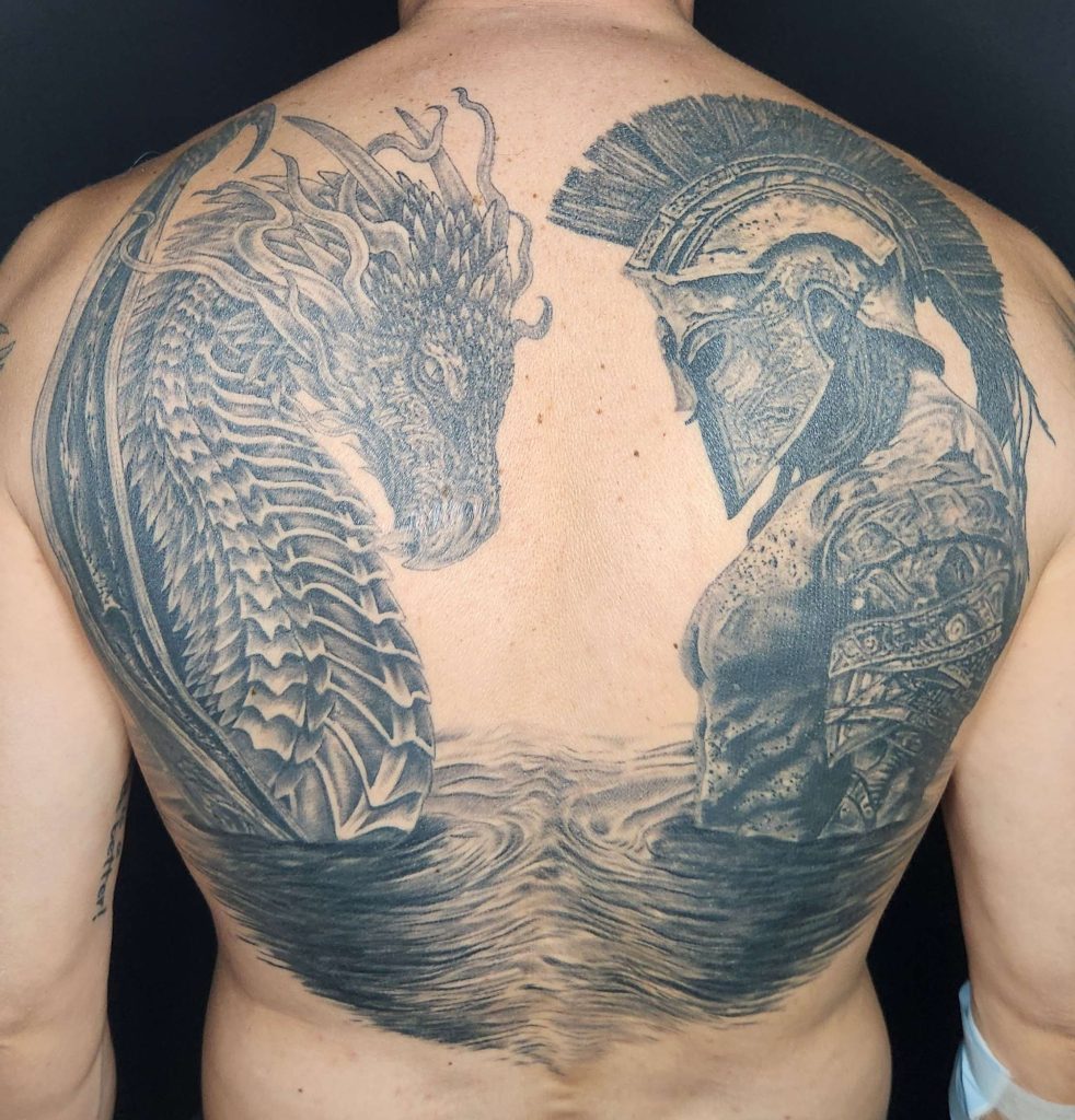Dragon & Spartan Tattoo