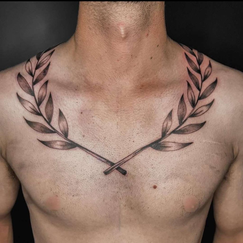 Chest Leaf Tattoo